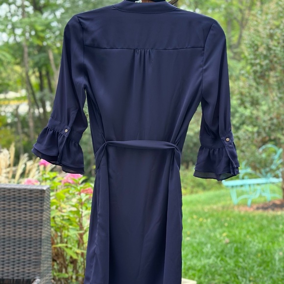 Banana Republic Navy Ruffle Sleeve Button-Down Dress - Picture 5 of 7